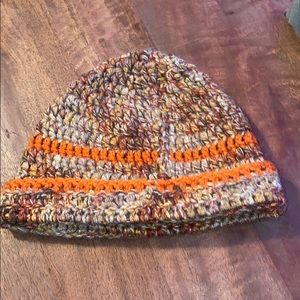 Hand Knit Orange and Tan Beanie!